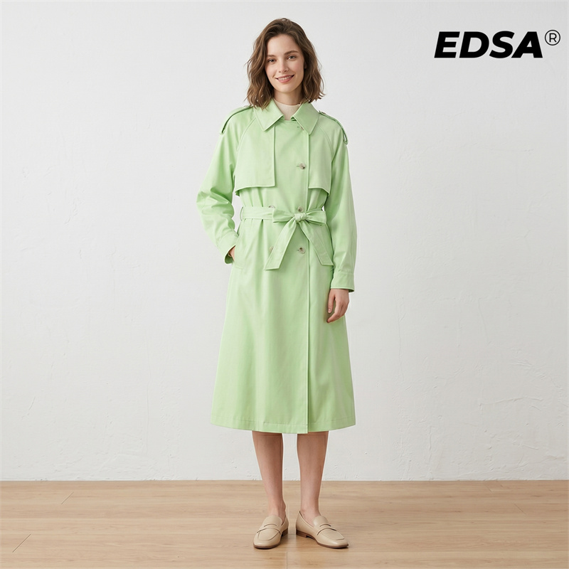 EDSA Women Green Trench Style  - Down Jacket Packable บทวิจารณ์และราคา