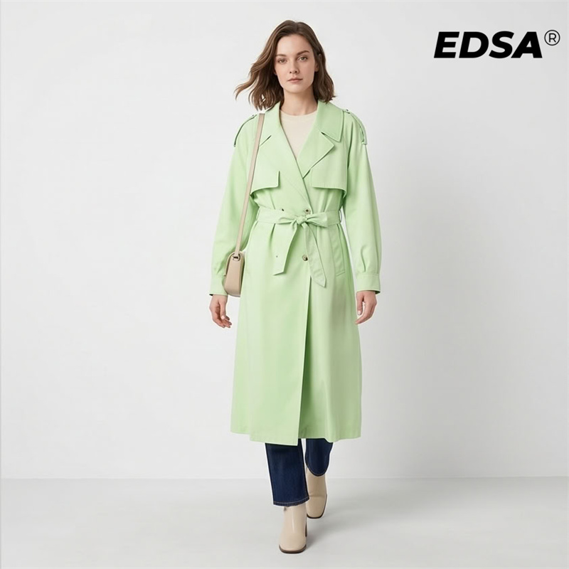 EDSA Women Green Trench Style  - Down Jacket Packable บทวิจารณ์และราคา