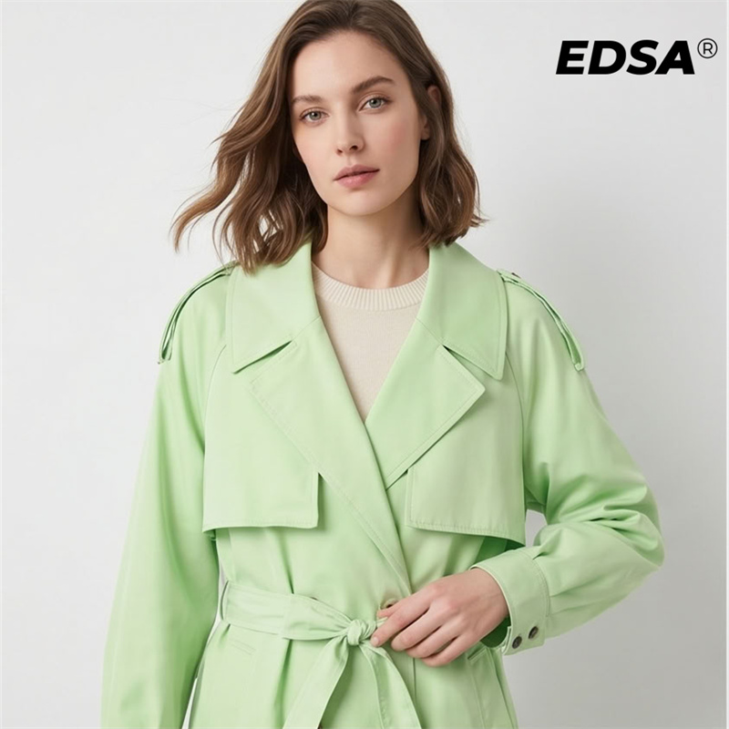 EDSA Women Green Trench Style  - Down Jacket Packable บทวิจารณ์และราคา