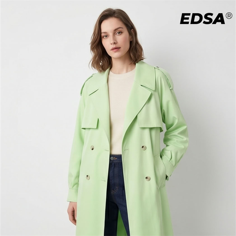 EDSA Women Green Trench Style  - Down Jacket Packable บทวิจารณ์และราคา