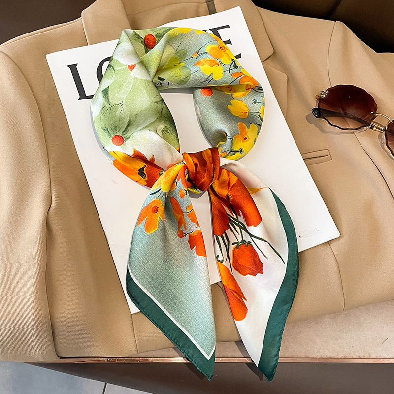 70x70cm Silk Scarf Square For  - Shawl Wrap Winter บทวิจารณ์และราคา