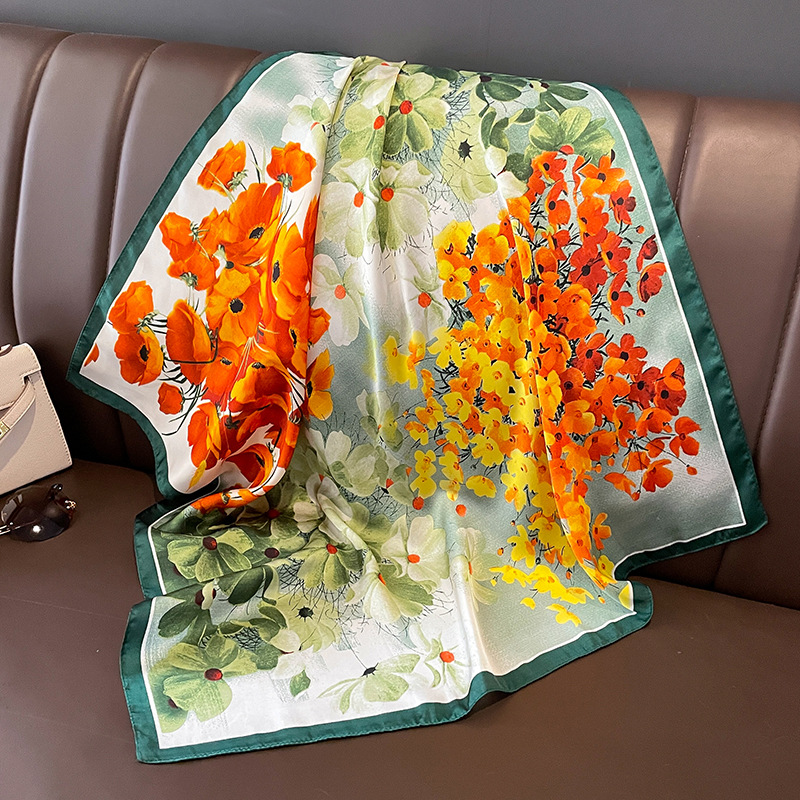 70x70cm Silk Scarf Square For  - Shawl Wrap Winter บทวิจารณ์และราคา