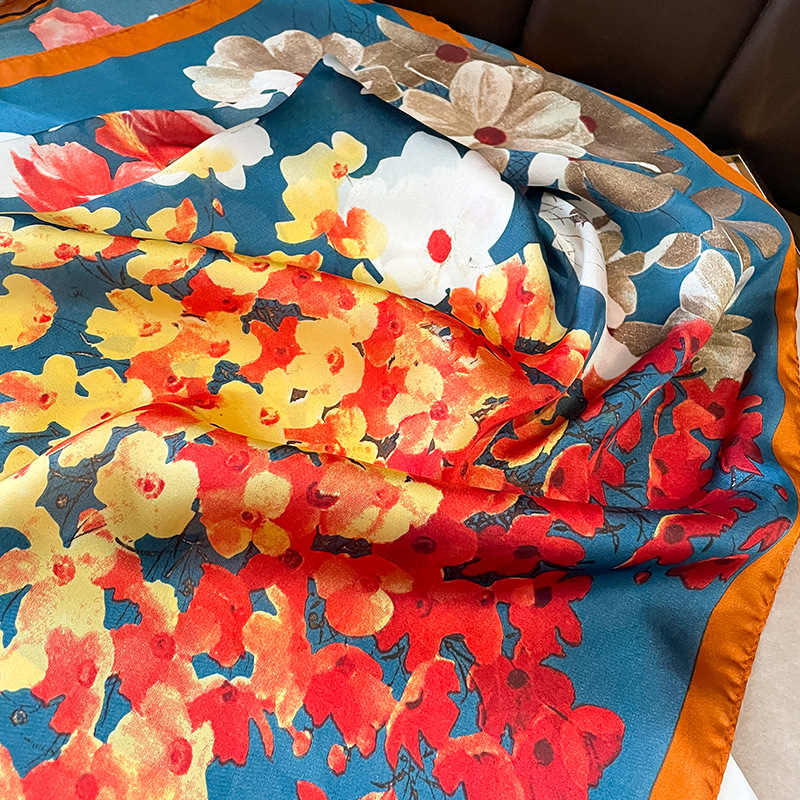 70x70cm Silk Scarf Square For  - Shawl Wrap Winter บทวิจารณ์และราคา