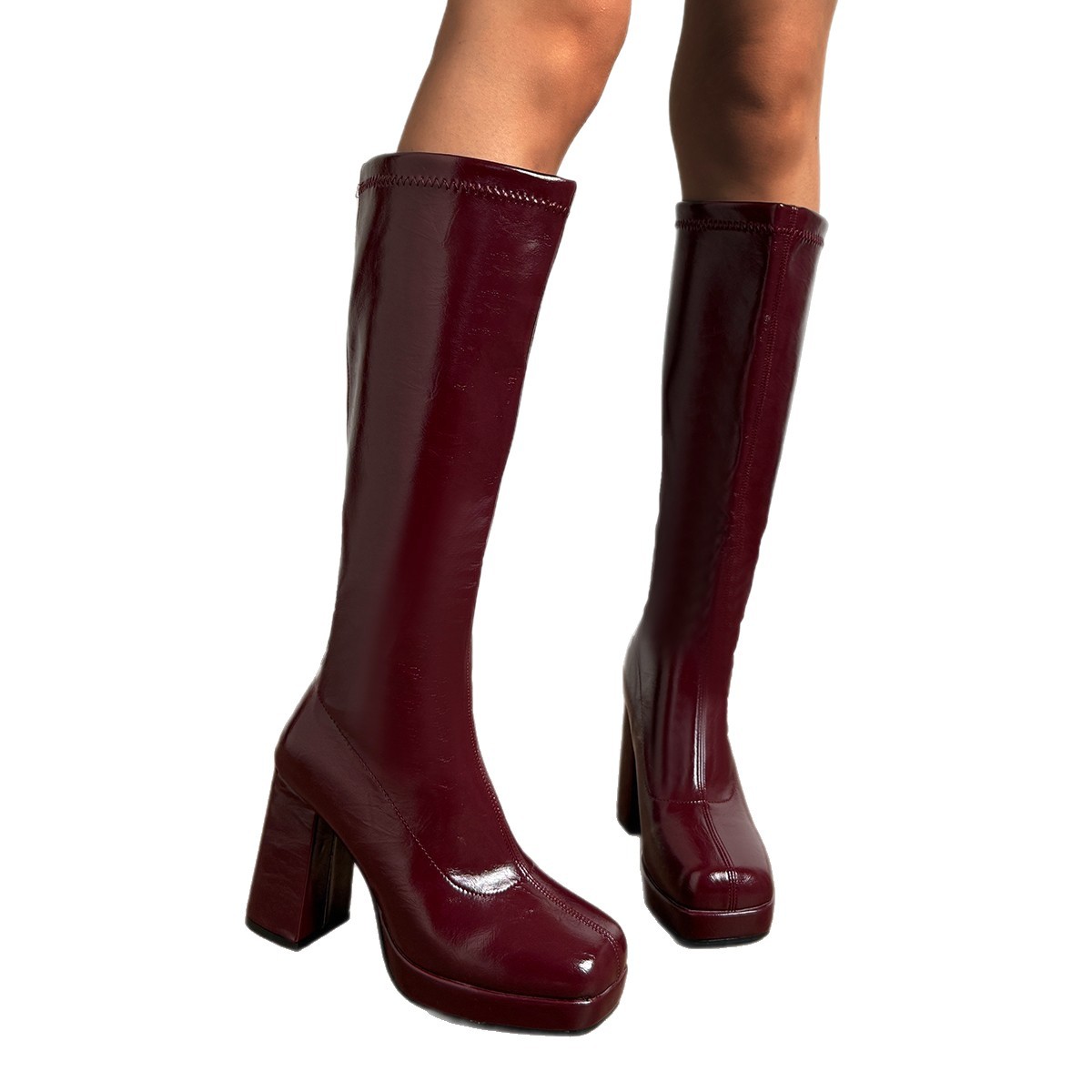 Wine Red Knee High Boots, Knig - Waterproof Winter Boot บทวิจารณ์และราคา