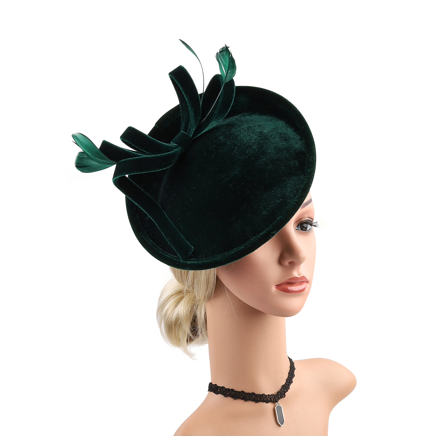 Velour Velvet Fascinator Feath - Winter Headband Fleece บทวิจารณ์และราคา