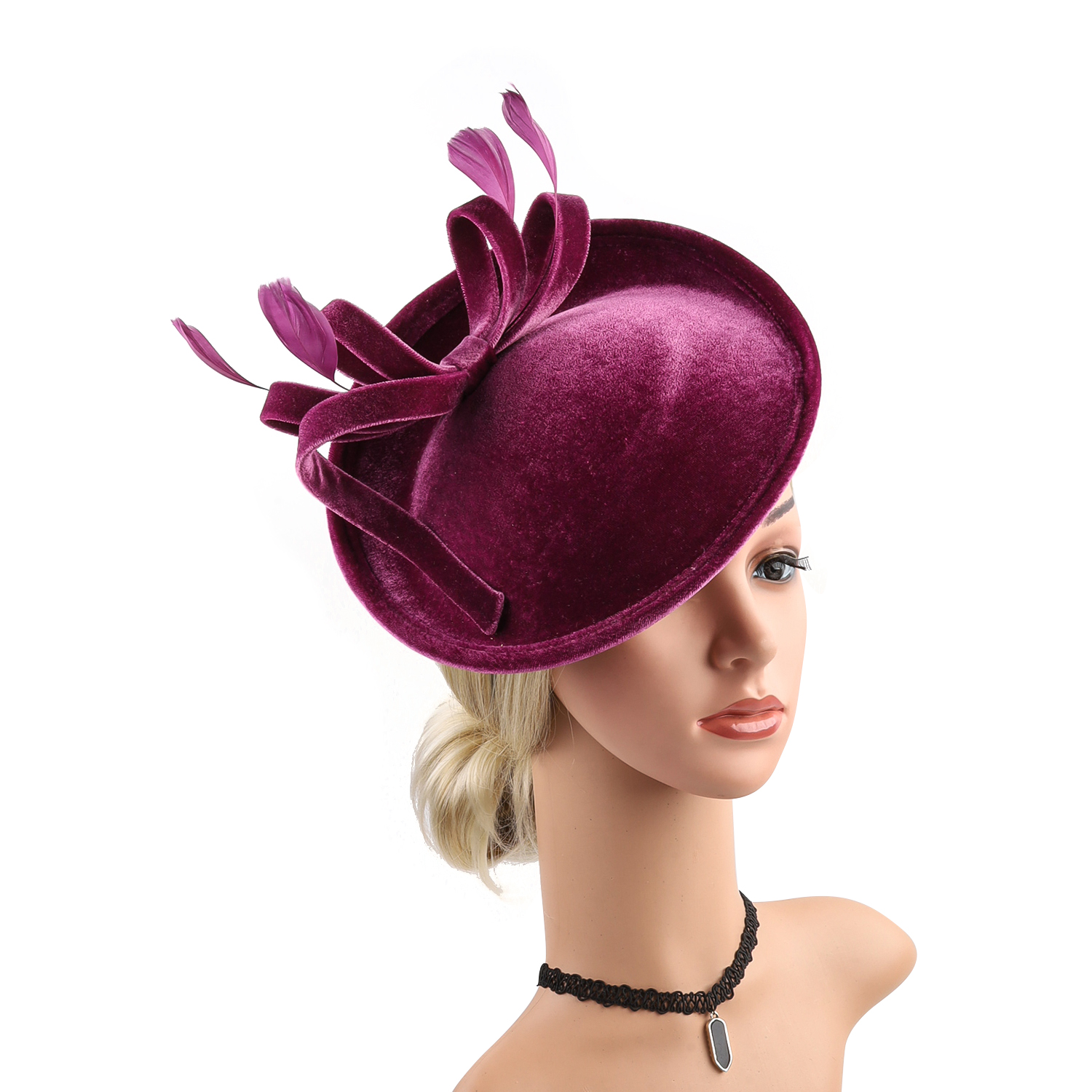 Velour Velvet Fascinator Feath - Winter Headband Fleece บทวิจารณ์และราคา