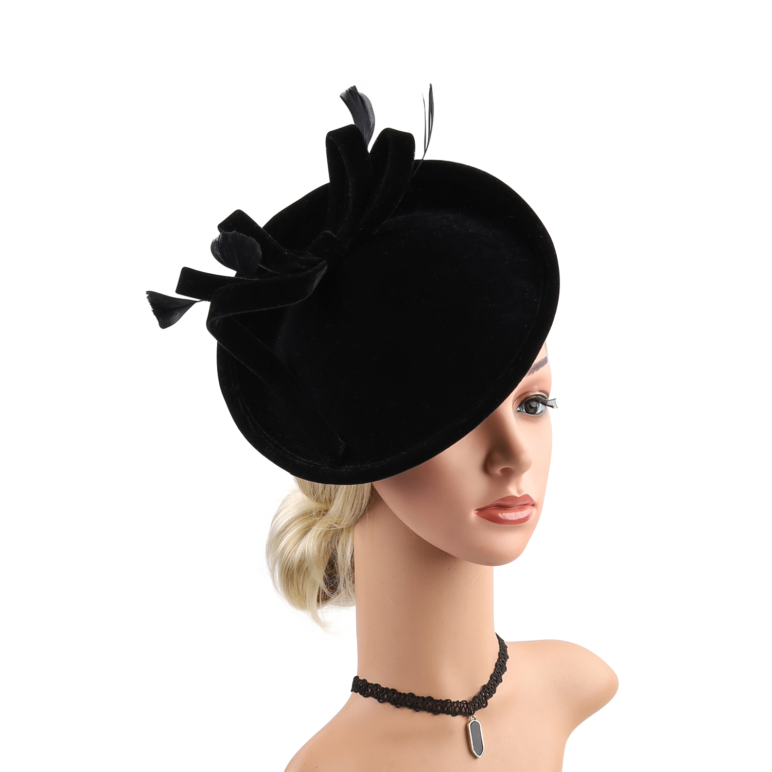 Velour Velvet Fascinator Feath - Winter Headband Fleece บทวิจารณ์และราคา