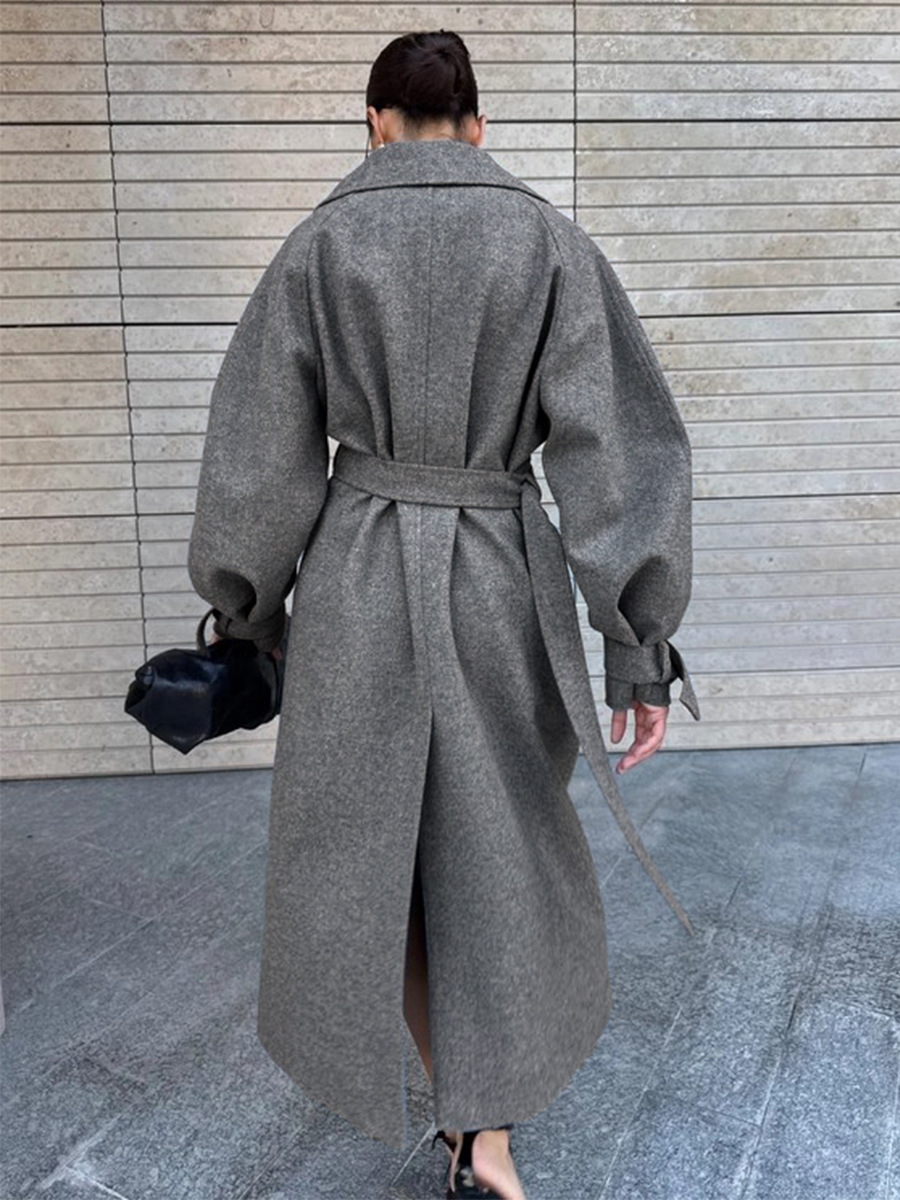 LUCYSHIHATTU Long Imitation wo - Wool Coat Peacoat บทวิจารณ์และราคา