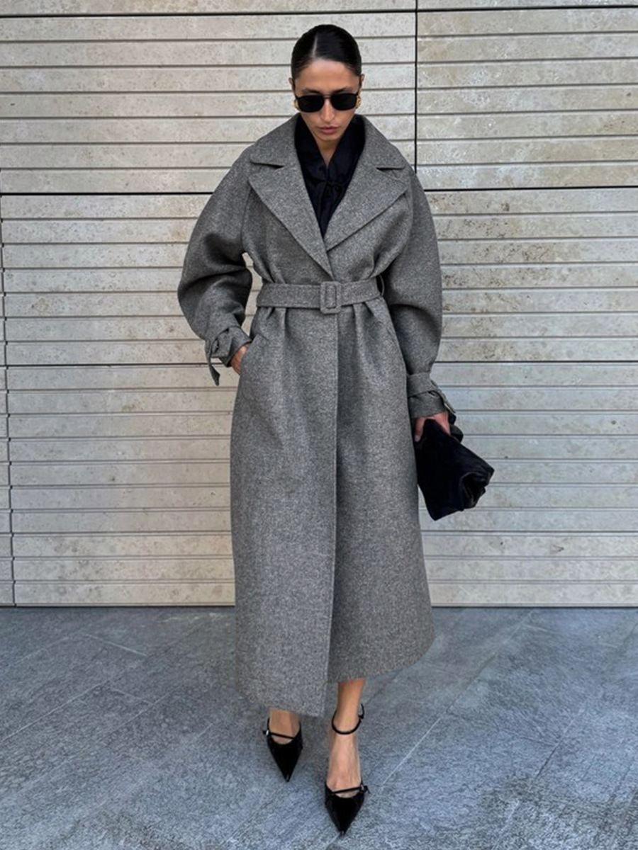 LUCYSHIHATTU Long Imitation wo - Wool Coat Peacoat บทวิจารณ์และราคา