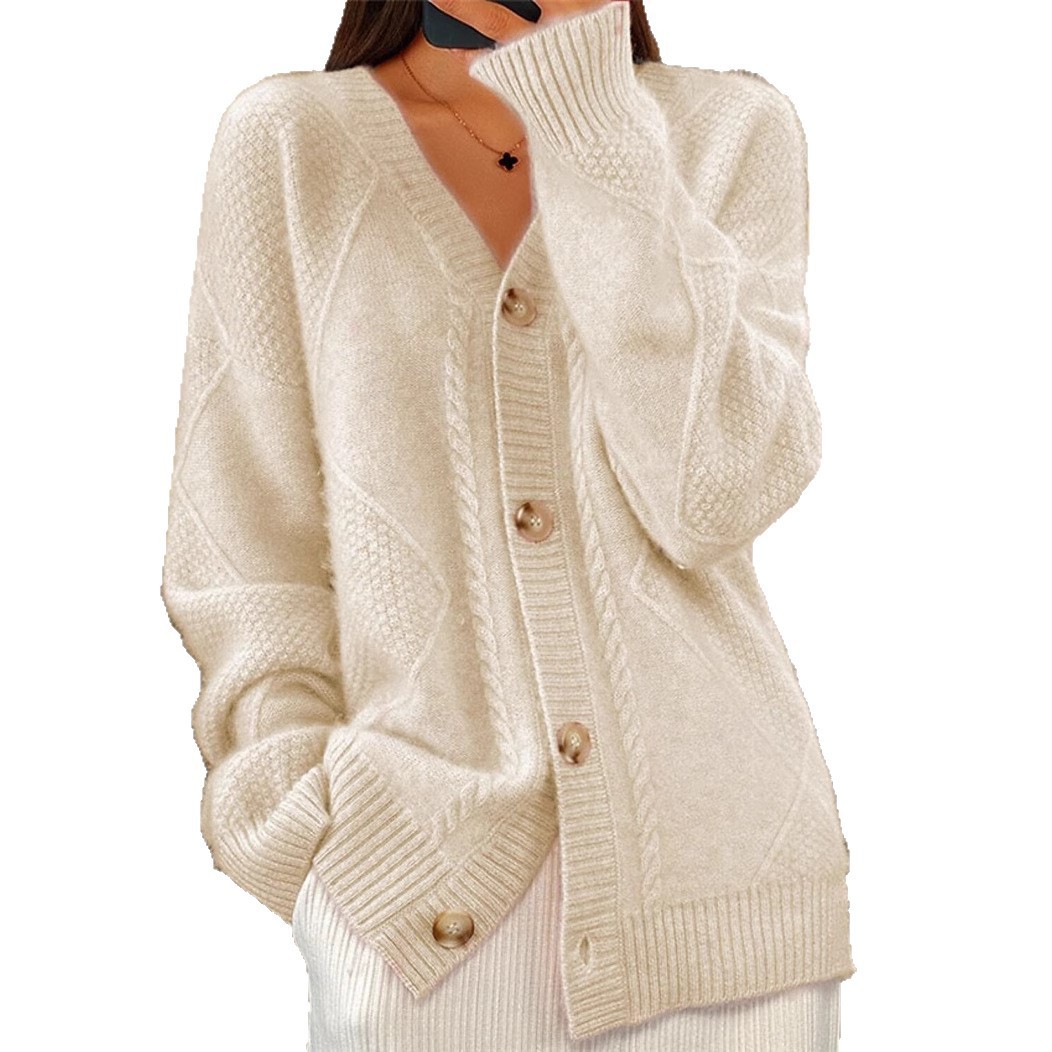 Women V Neck Cable Knit Cardig - Down Jacket Packable บทวิจารณ์และราคา