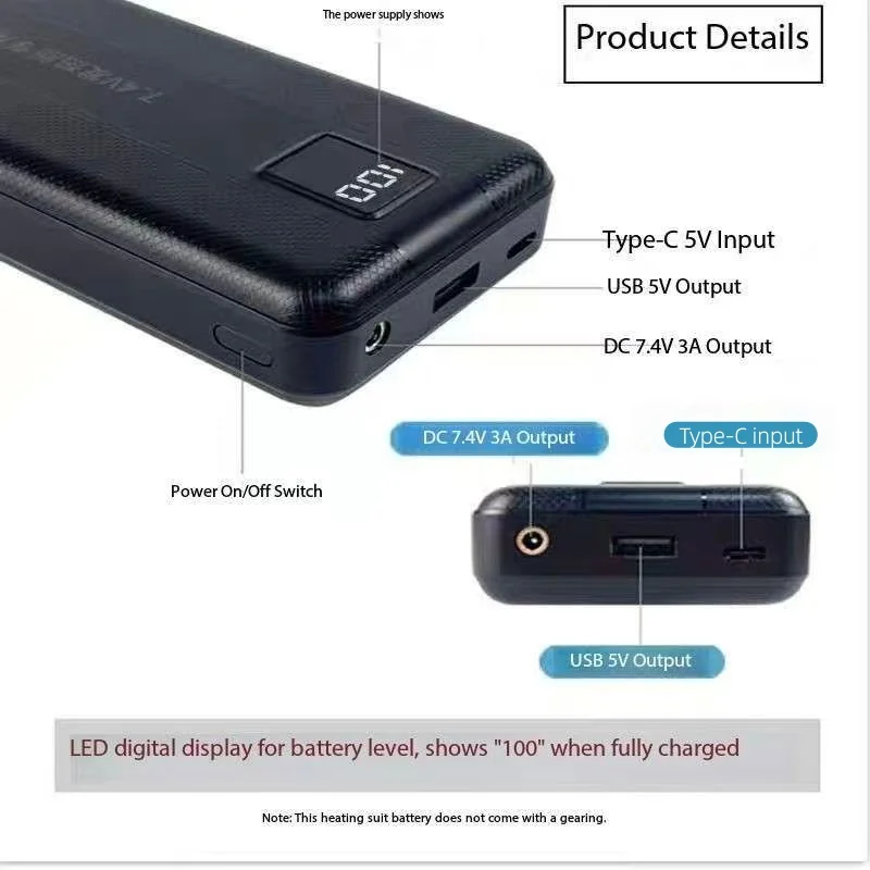 New Large Capacity 7.4V/3A/160 - Heated Vest Battery บทวิจารณ์และราคา