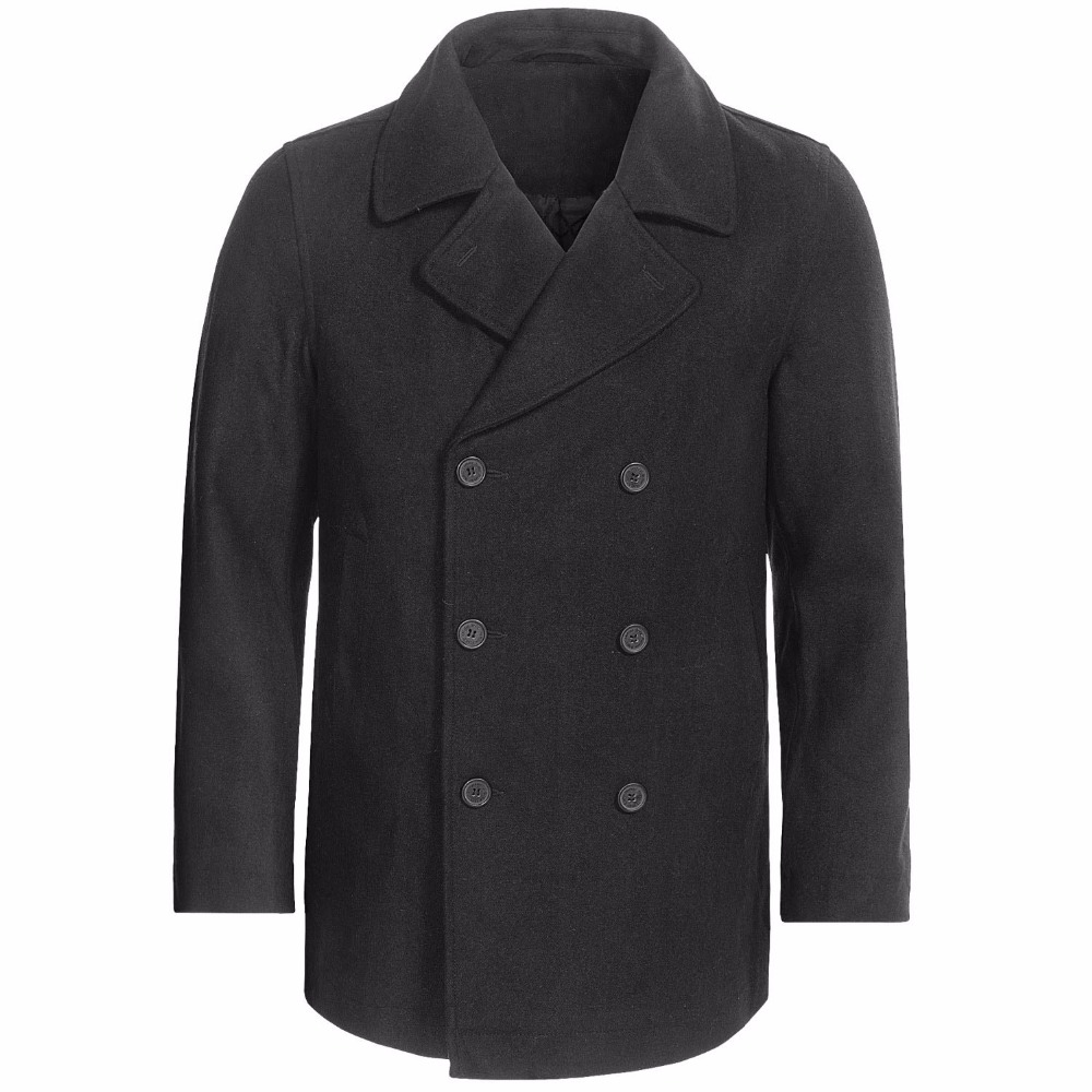 Custom Made Charcoal grey Pea  - Wool Coat Peacoat บทวิจารณ์และราคา