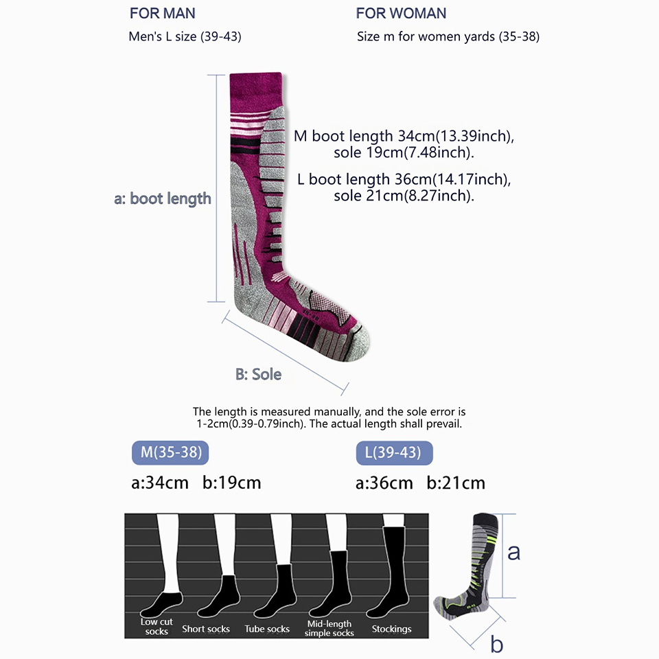 GTUBIKE Merino Wool Ski Socks, - Thermal Sock Wool บทวิจารณ์และราคา