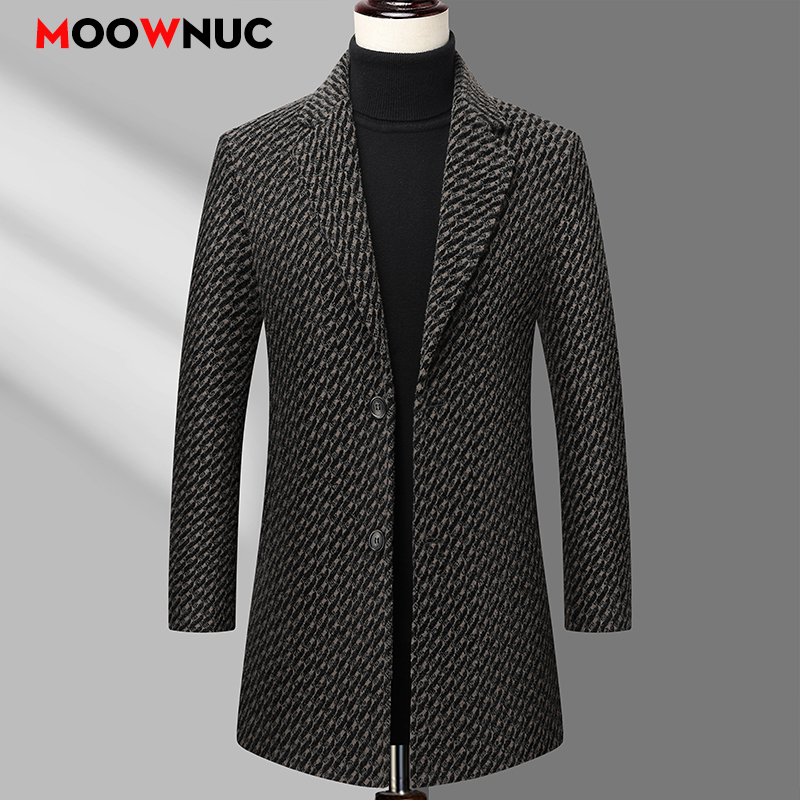 Long Coat Men Mens Wool Jacket - Wool Coat Peacoat บทวิจารณ์และราคา