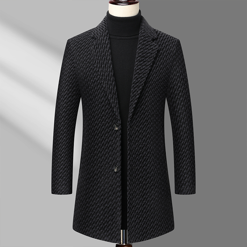 Long Coat Men Mens Wool Jacket - Wool Coat Peacoat บทวิจารณ์และราคา