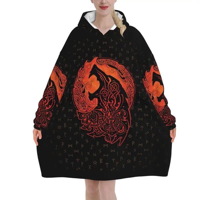 Viking Wolf Knot Fenrir Wearab - Sherpa Hoodie Fleece บทวิจารณ์และราคา