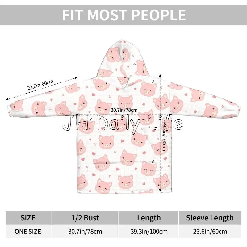 Cartoon Pigs Wearable Flannel  - Sherpa Hoodie Fleece บทวิจารณ์และราคา
