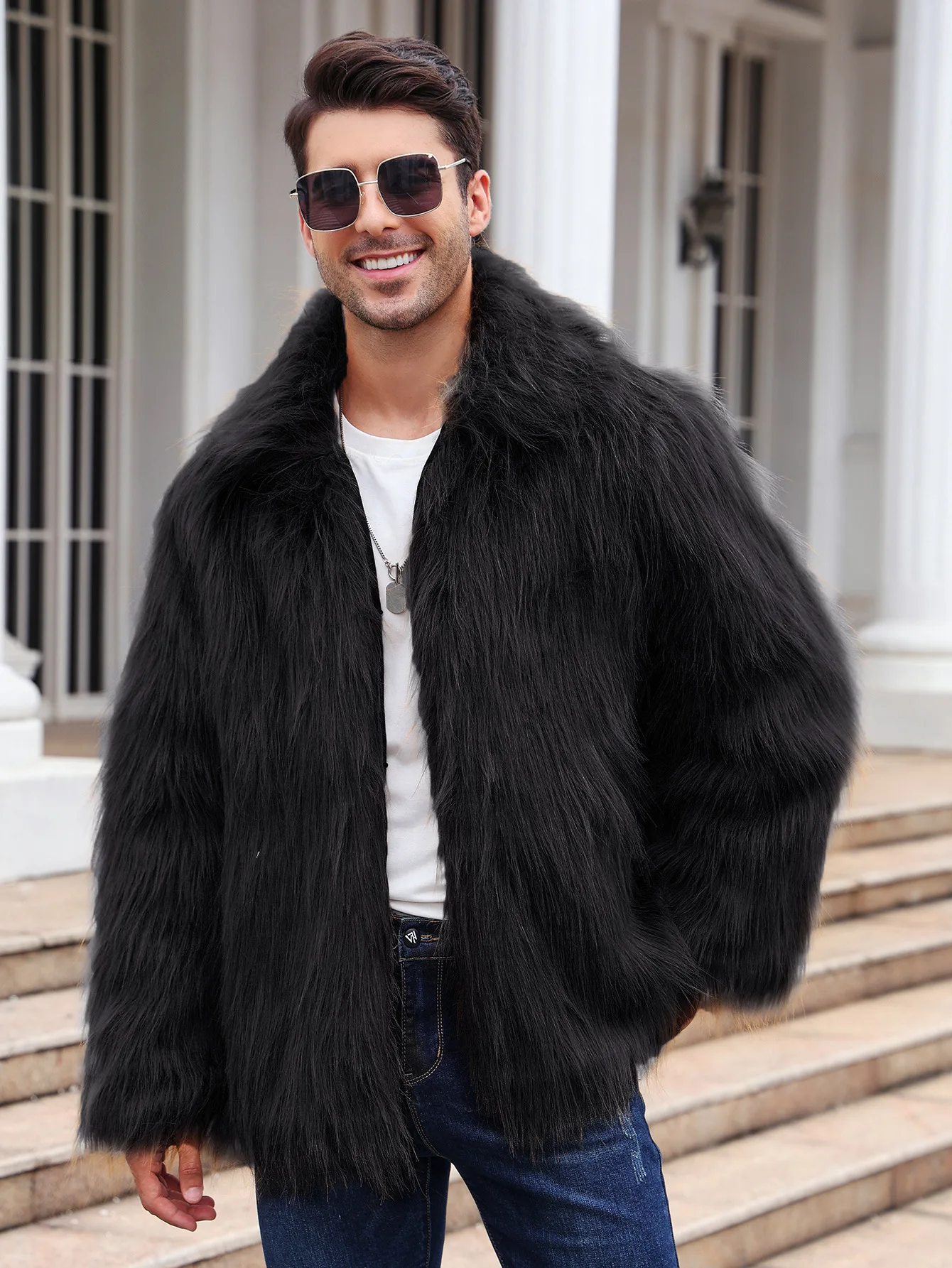 Men Faux Fox Fur Jacket Coat W - Down Jacket Packable บทวิจารณ์และราคา