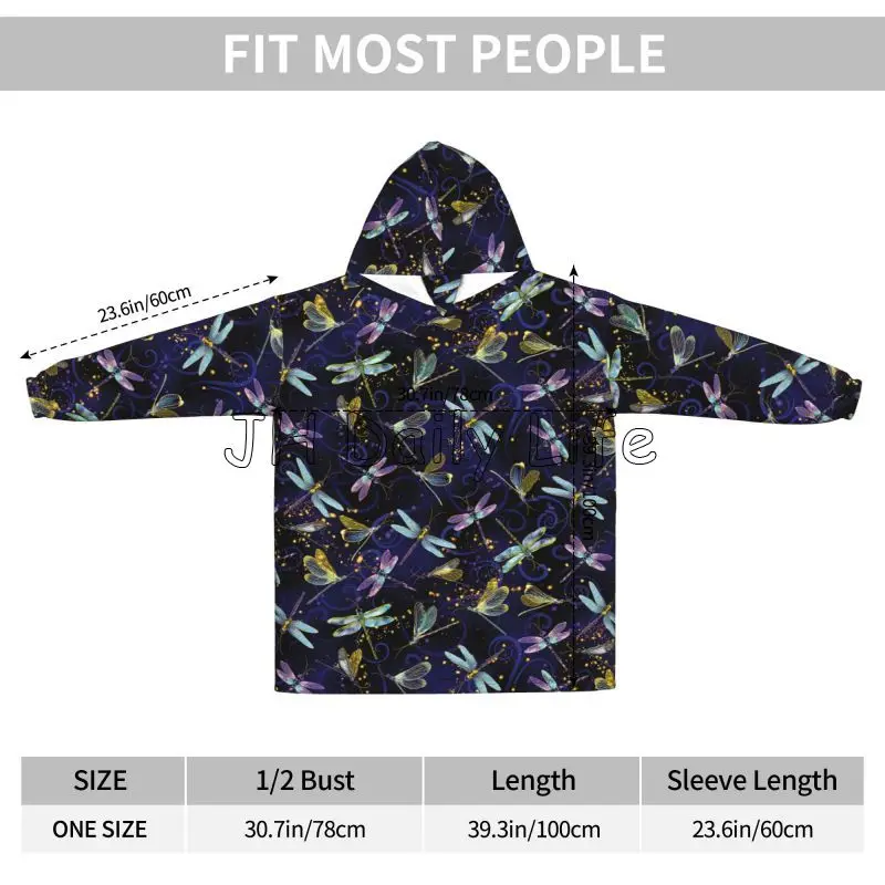 Dragonfly Galaxy Wearable Blan - Sherpa Hoodie Fleece บทวิจารณ์และราคา
