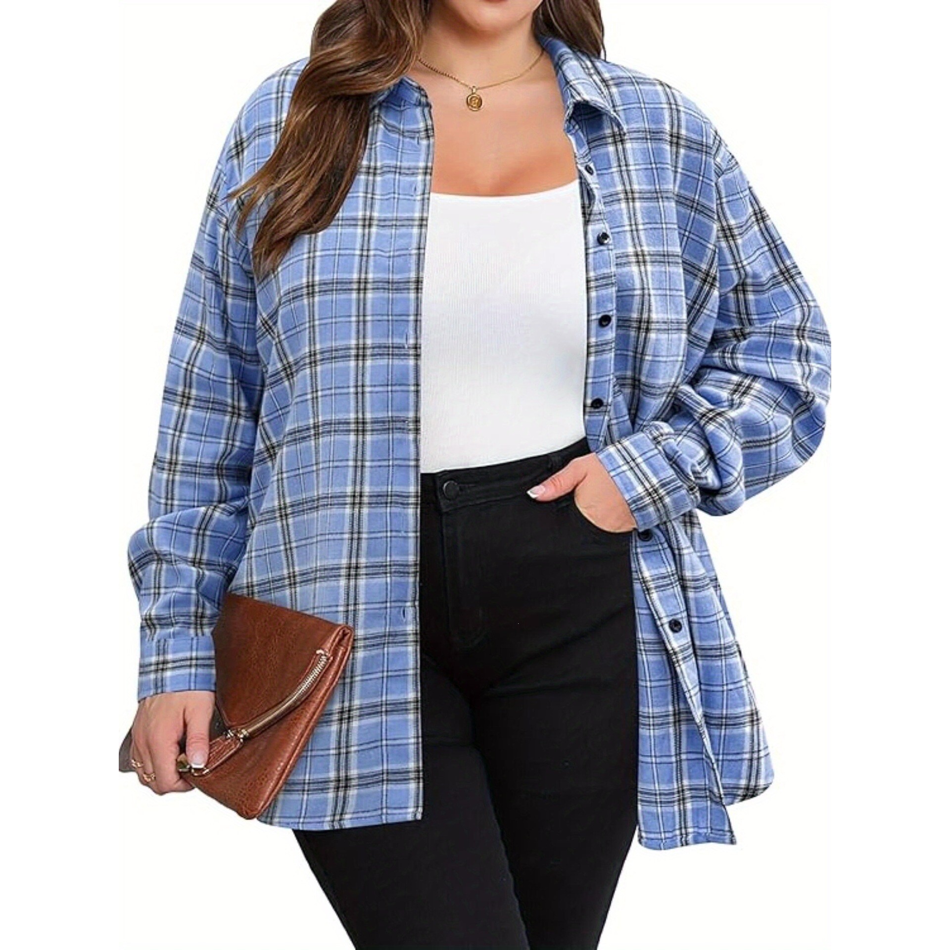 Warm Flannel Plaid Shirt Women - Flannel Shirt Lined บทวิจารณ์และราคา