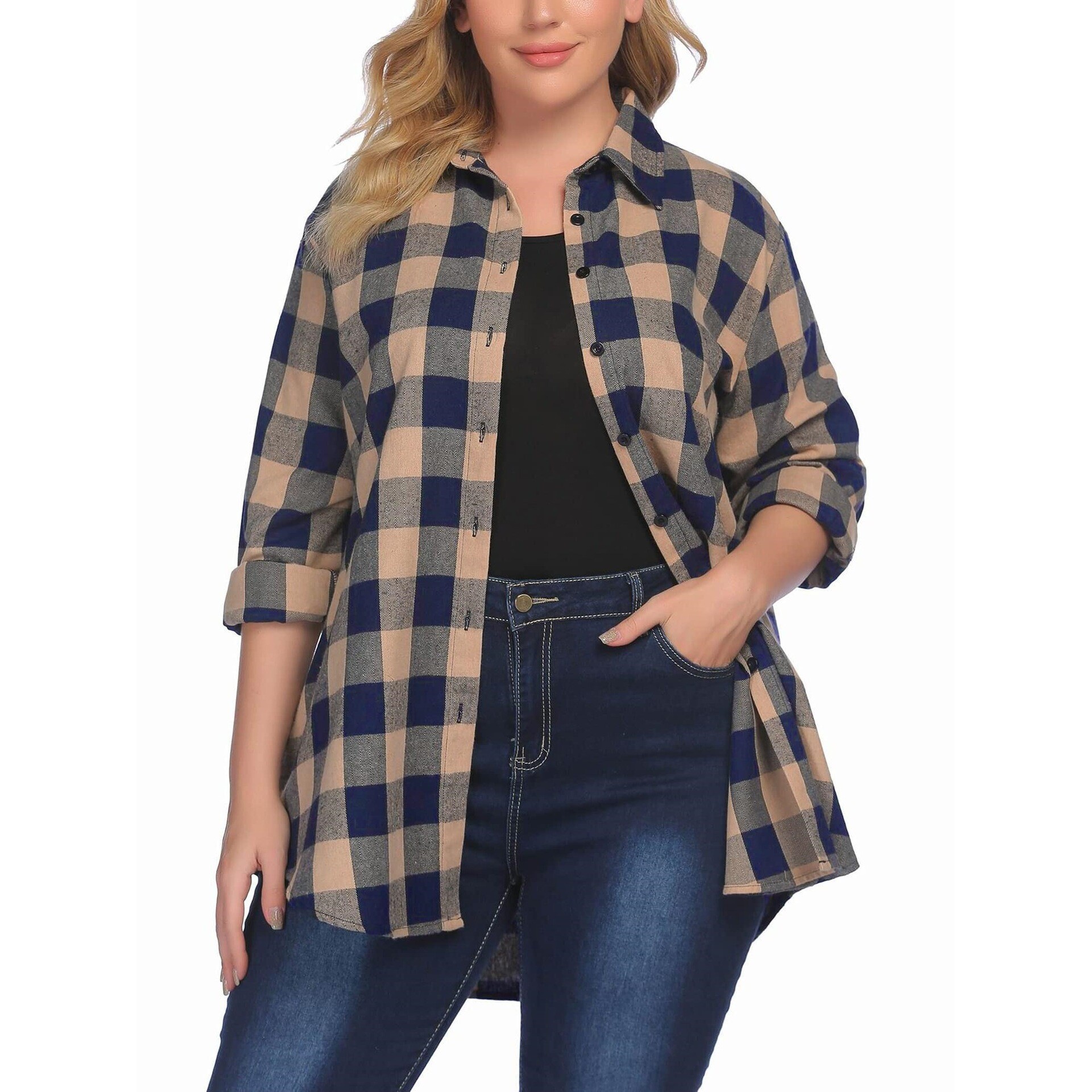 Warm Flannel Plaid Shirt Women - Flannel Shirt Lined บทวิจารณ์และราคา