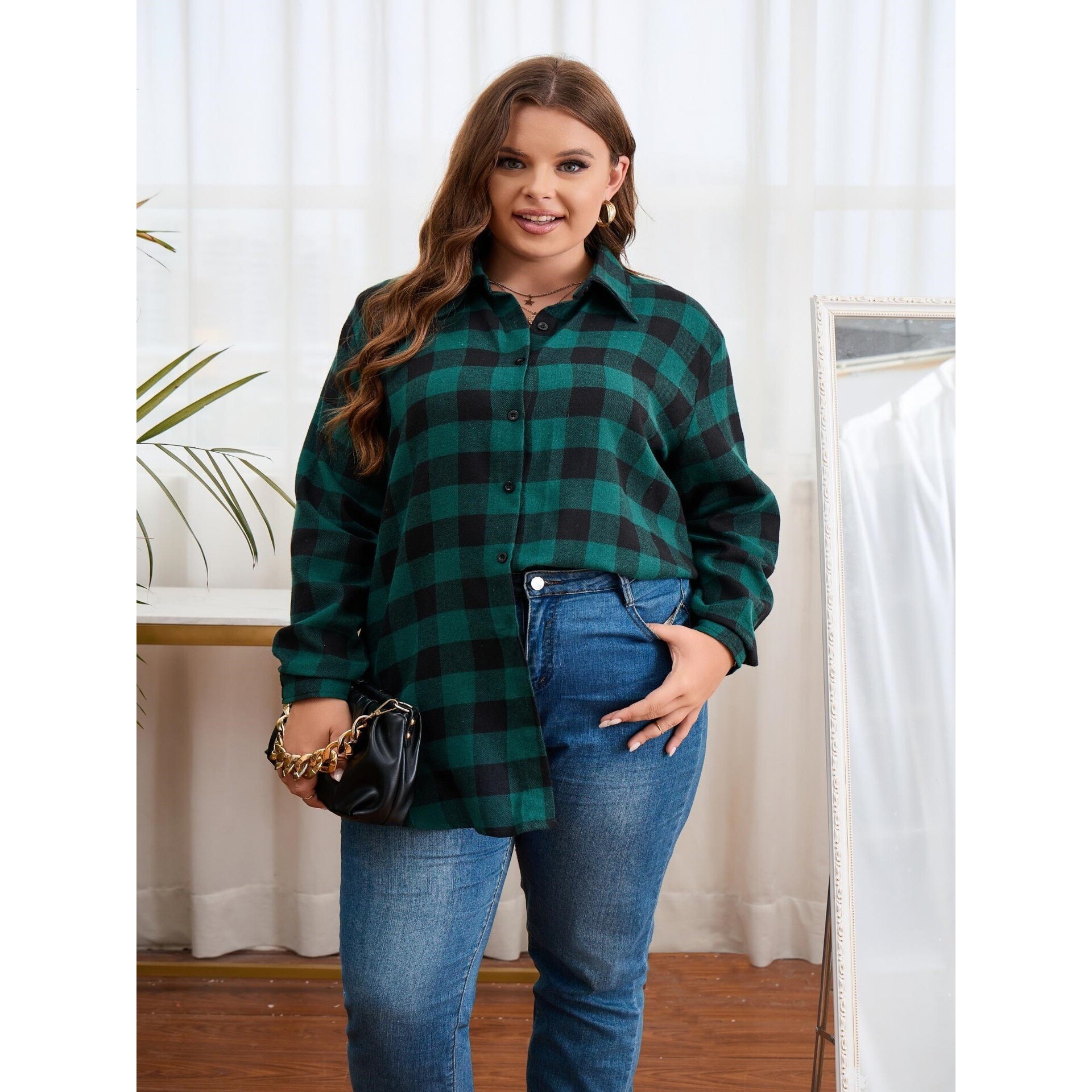 Warm Flannel Plaid Shirt Women - Flannel Shirt Lined บทวิจารณ์และราคา