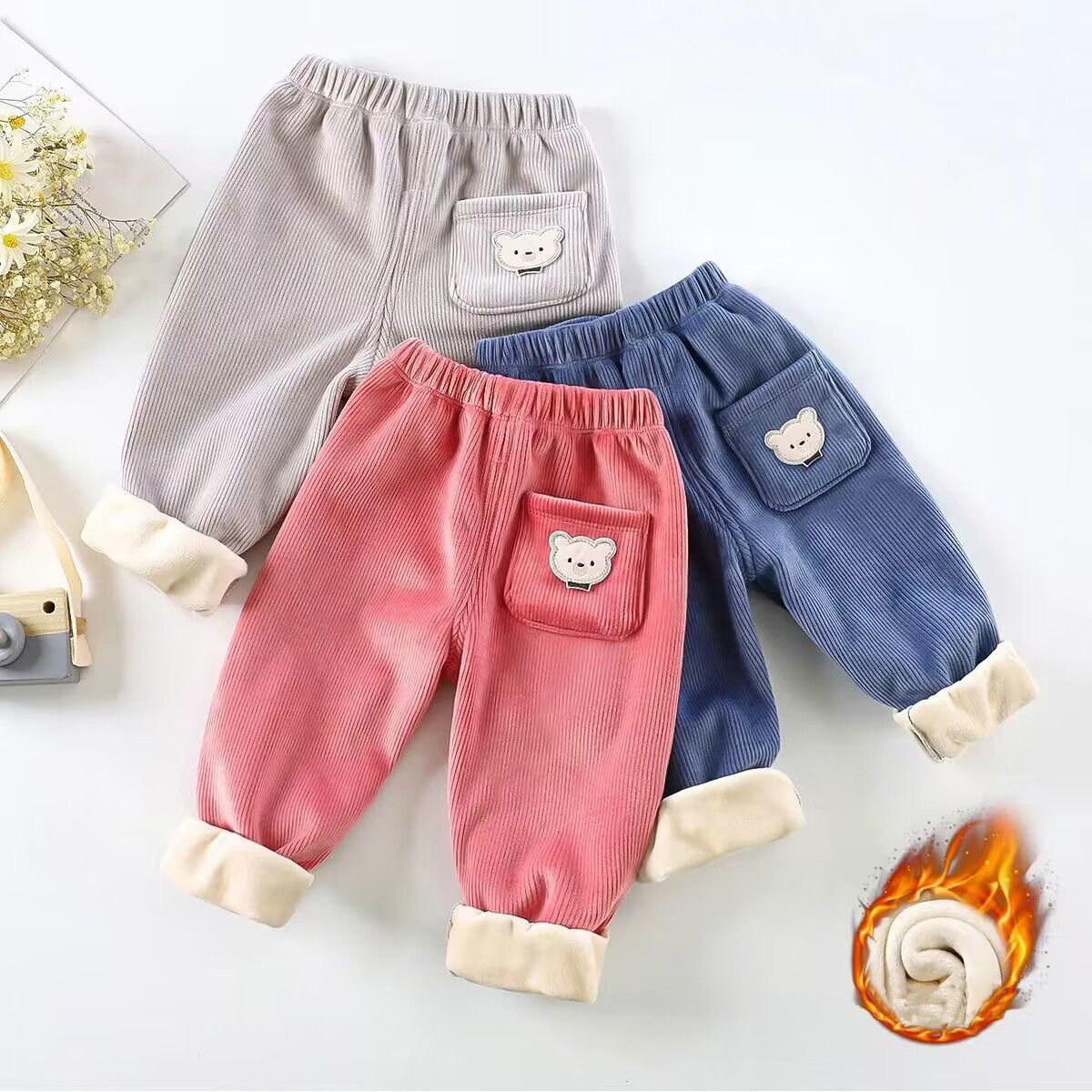 1pcs Boy Girl Winter Velvet Co - Corduroy Pant Warm บทวิจารณ์และราคา