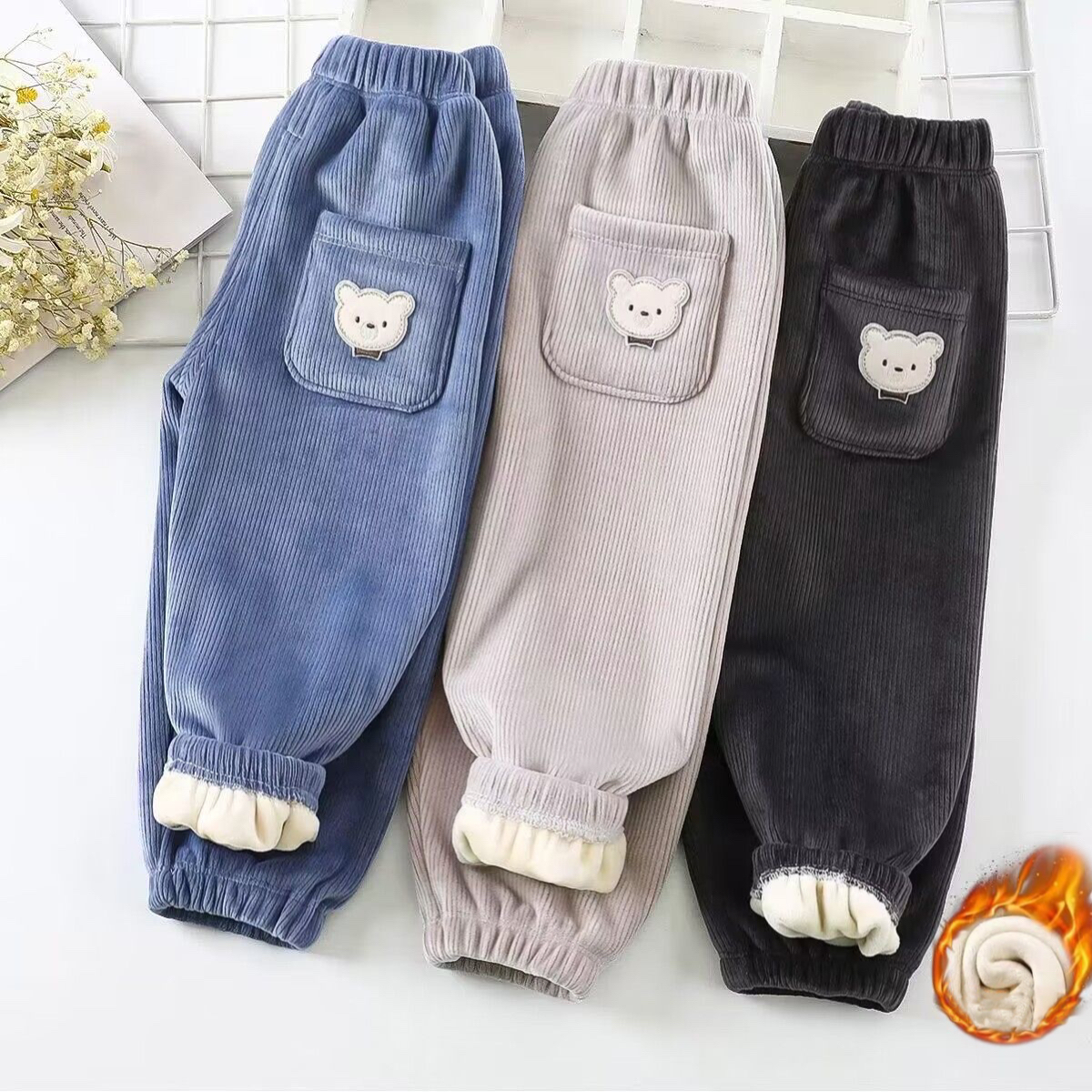 1pcs Boy Girl Winter Velvet Co - Corduroy Pant Warm บทวิจารณ์และราคา