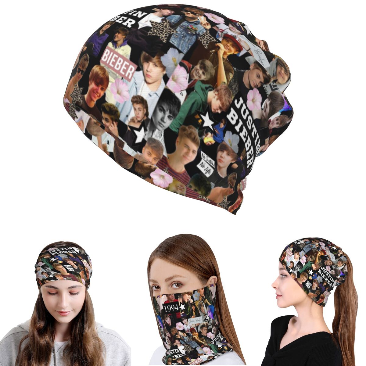 Justin Bieber Bandana Neck Cov - Knit Beanie Hat Warm บทวิจารณ์และราคา