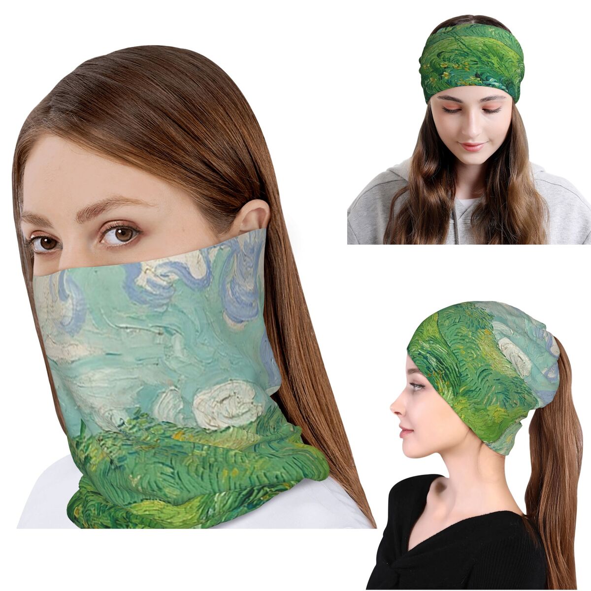 Green Wheat Fields, Auvers, Vi - Knit Beanie Hat Warm บทวิจารณ์และราคา