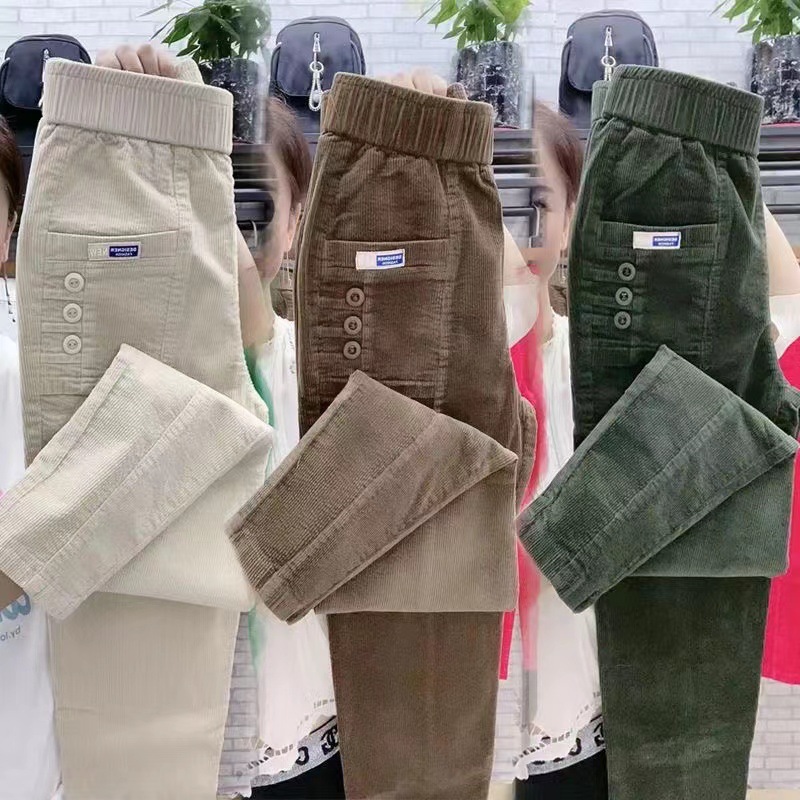 Women Warm Spring Winter Butto - Corduroy Pant Warm บทวิจารณ์และราคา