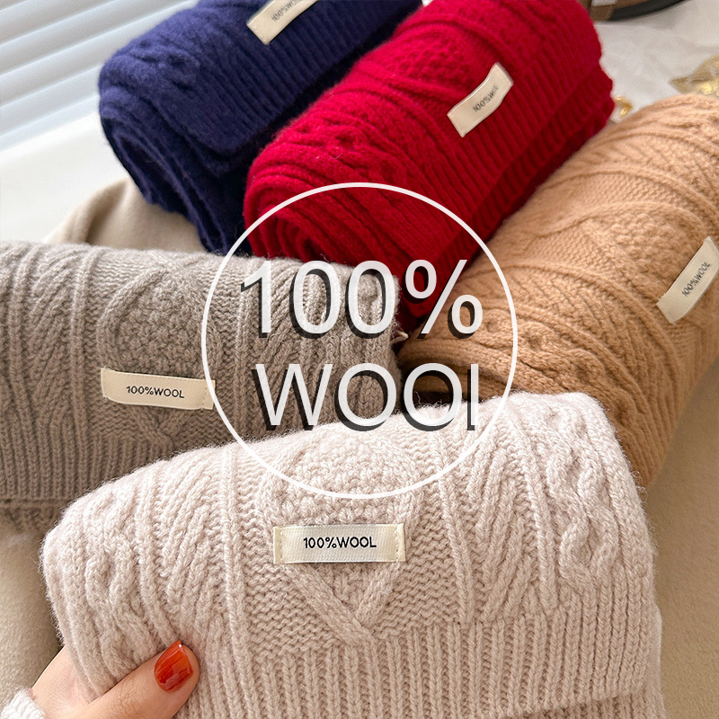 Luxury 100% Wool Scarf Women M - Shawl Wrap Winter บทวิจารณ์และราคา