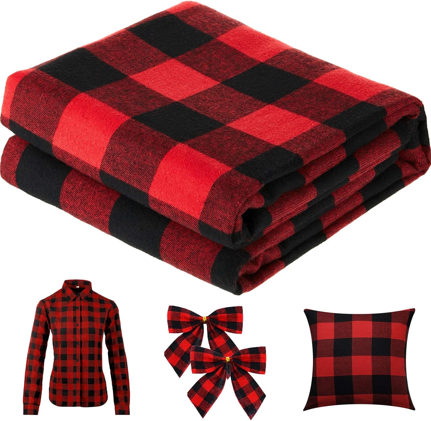 Christmas Plaid Fabric for DIY - Flannel Shirt Lined บทวิจารณ์และราคา