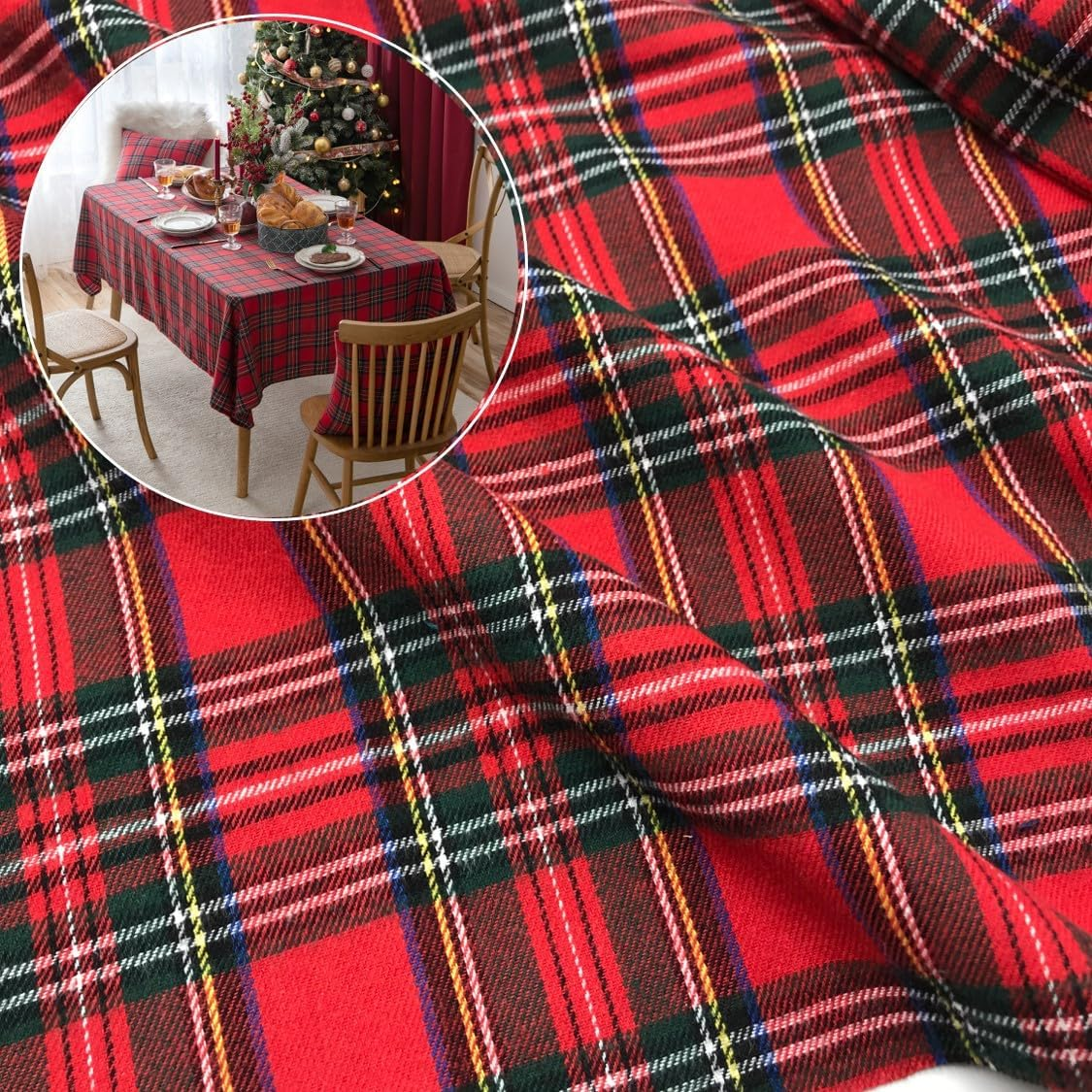 Christmas Plaid Fabric for DIY - Flannel Shirt Lined บทวิจารณ์และราคา
