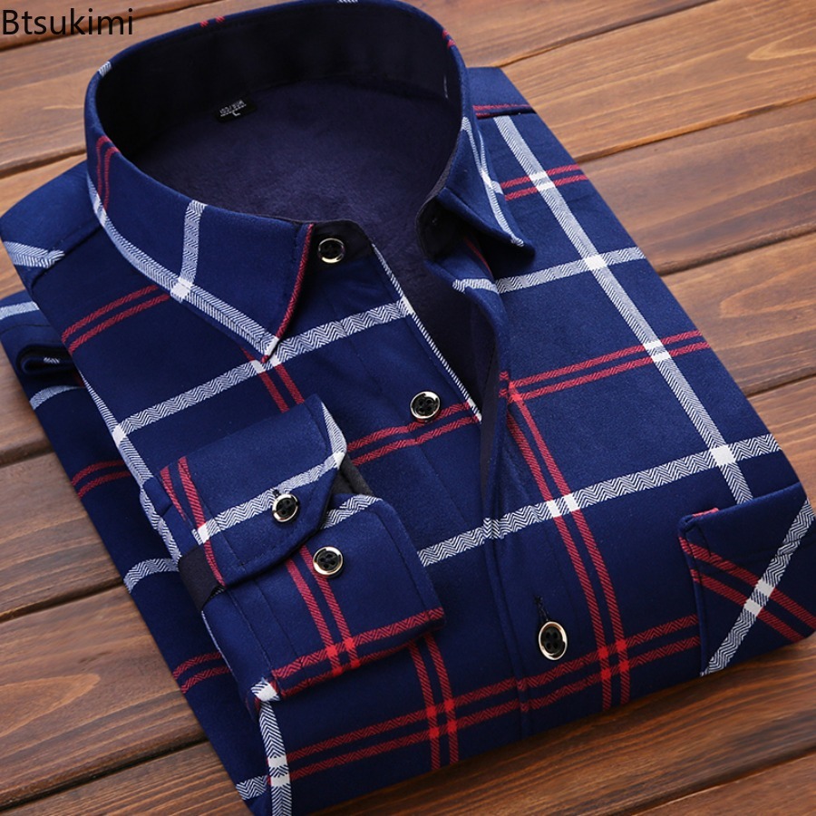 Flannel Men Shirt 2026 Autumn  - Flannel Shirt Lined บทวิจารณ์และราคา