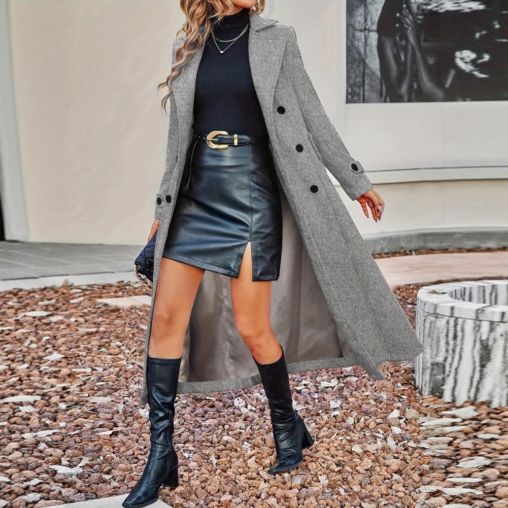 Autumn Coat Women's Long Wool  - Wool Coat Peacoat บทวิจารณ์และราคา
