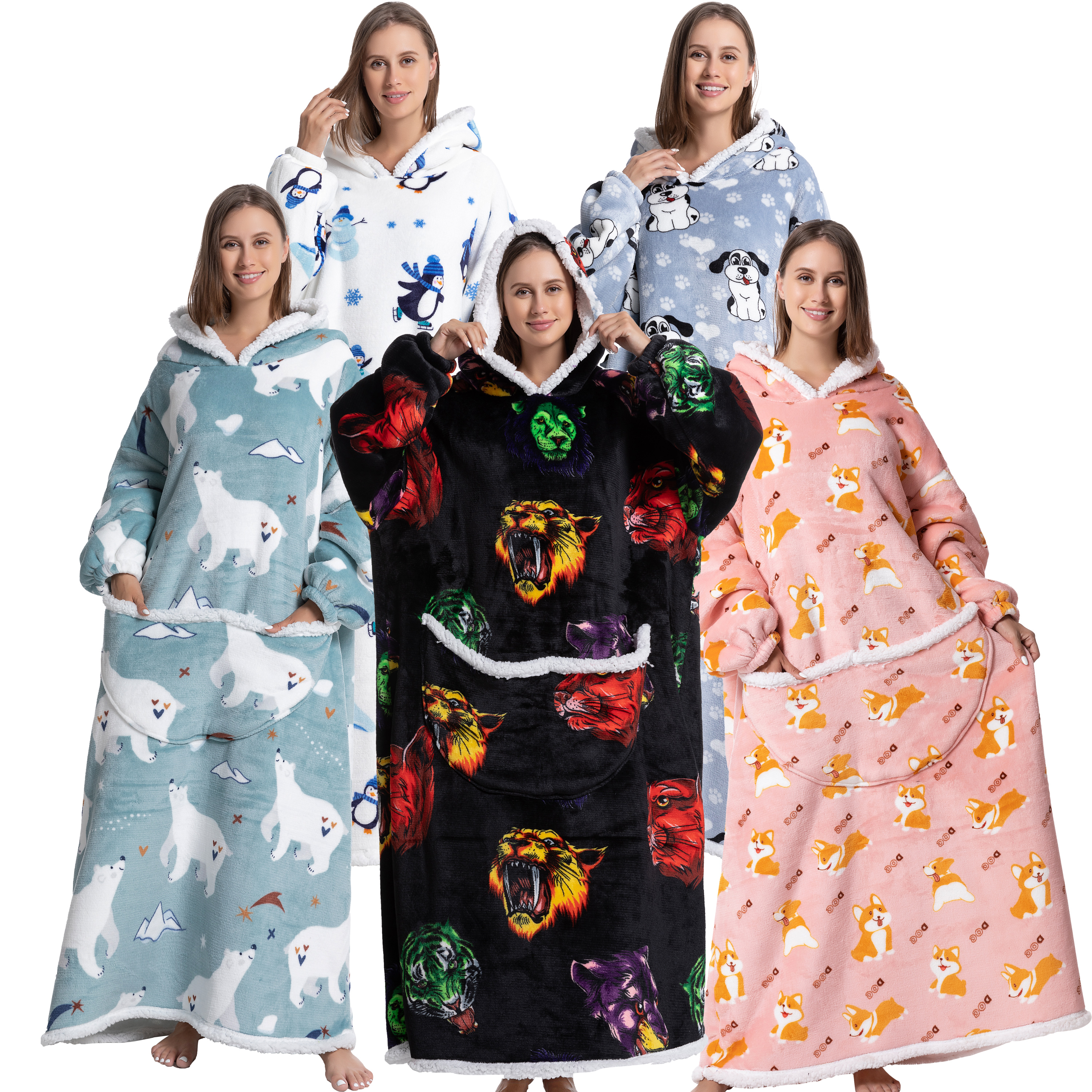 Oversized Wearable Blanket Coz - Sherpa Hoodie Fleece บทวิจารณ์และราคา