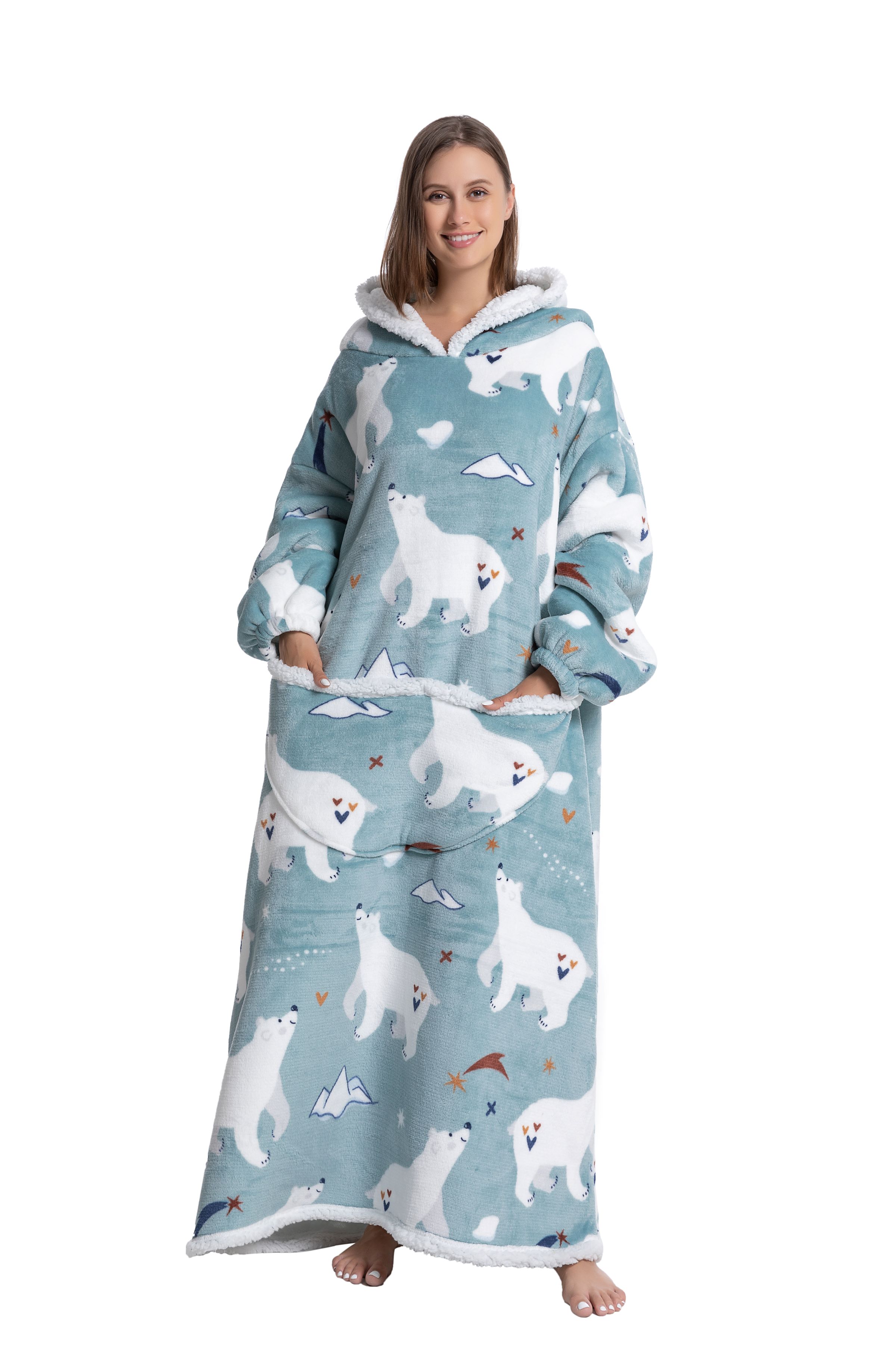 Oversized Wearable Blanket Coz - Sherpa Hoodie Fleece บทวิจารณ์และราคา