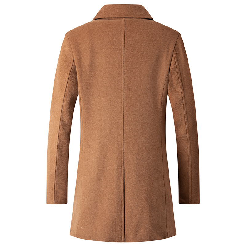 Double Breasted Coat Men Peaco - Wool Coat Peacoat บทวิจารณ์และราคา