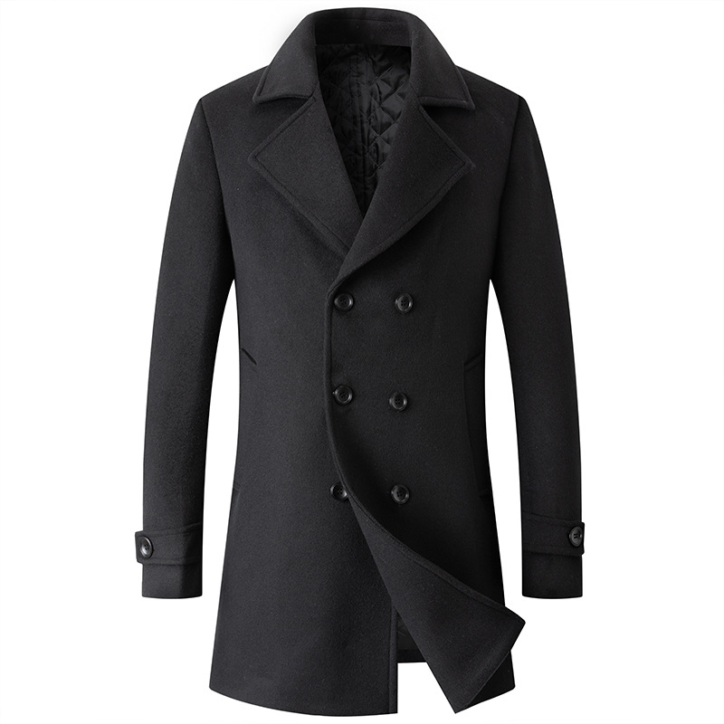 Double Breasted Coat Men Peaco - Wool Coat Peacoat บทวิจารณ์และราคา