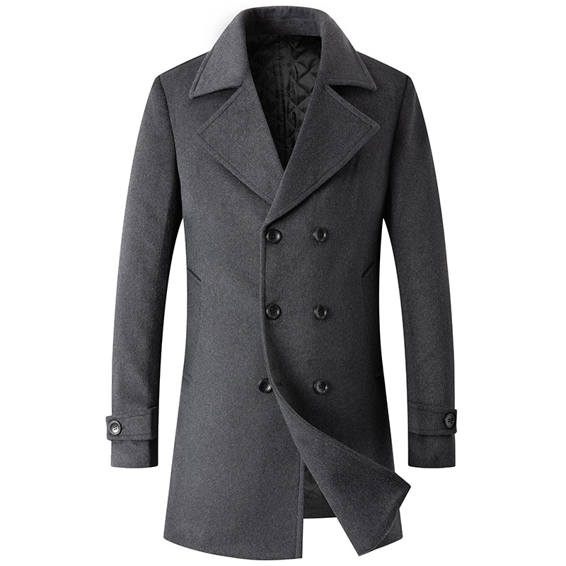 Double Breasted Coat Men Peaco - Wool Coat Peacoat บทวิจารณ์และราคา