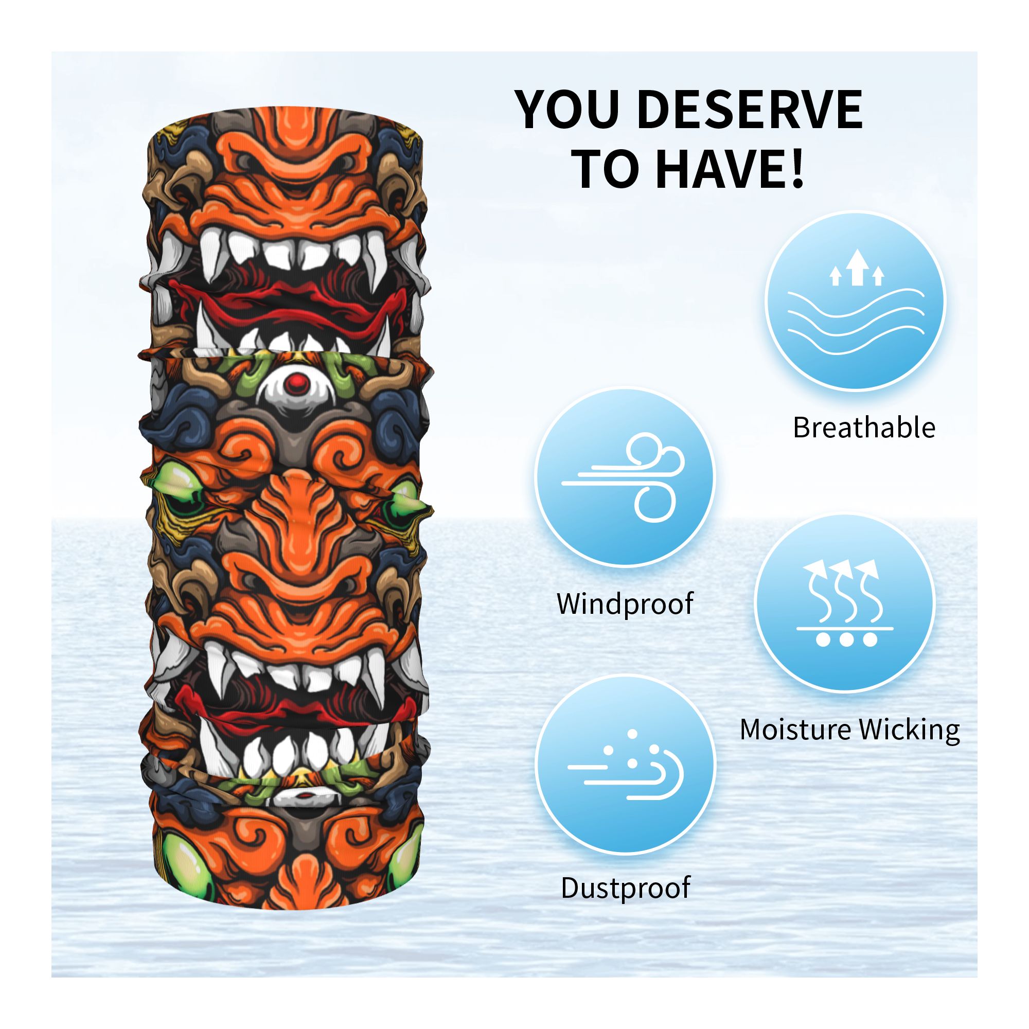 Custom Samurai Demon Oni Winte - Neck Gaiter Fleece บทวิจารณ์และราคา