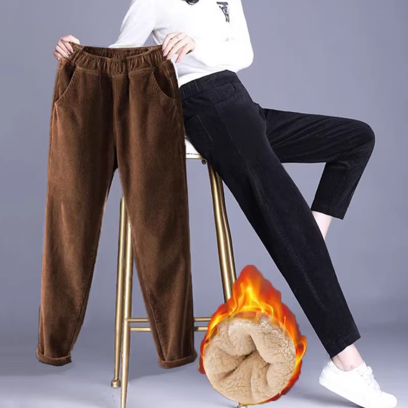 1pcs Women Autumn Winter Plush - Corduroy Pant Warm บทวิจารณ์และราคา