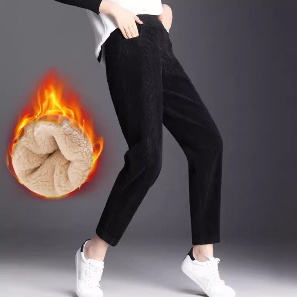 1pcs Women Autumn Winter Plush - Corduroy Pant Warm บทวิจารณ์และราคา